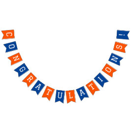 Banderines Felicidades azules y Naranjas Graduación