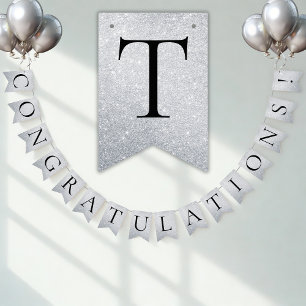 Banderines ¡Felicidades en Plata Falsa! Fiesta Personalizable
