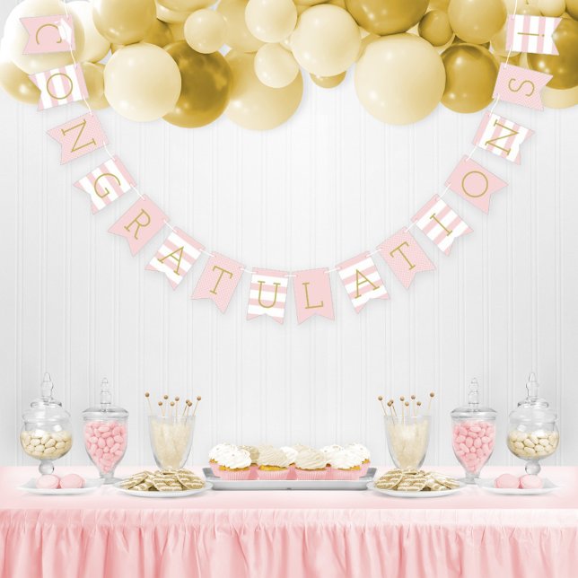 Banderines Felicidades Graduado Fiesta Rosa Oro (Subido por el creador)
