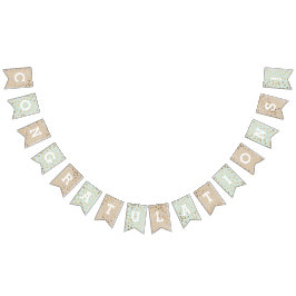 Banderines Felicitaciones a Purpurina de oro de Mint Beige Fa