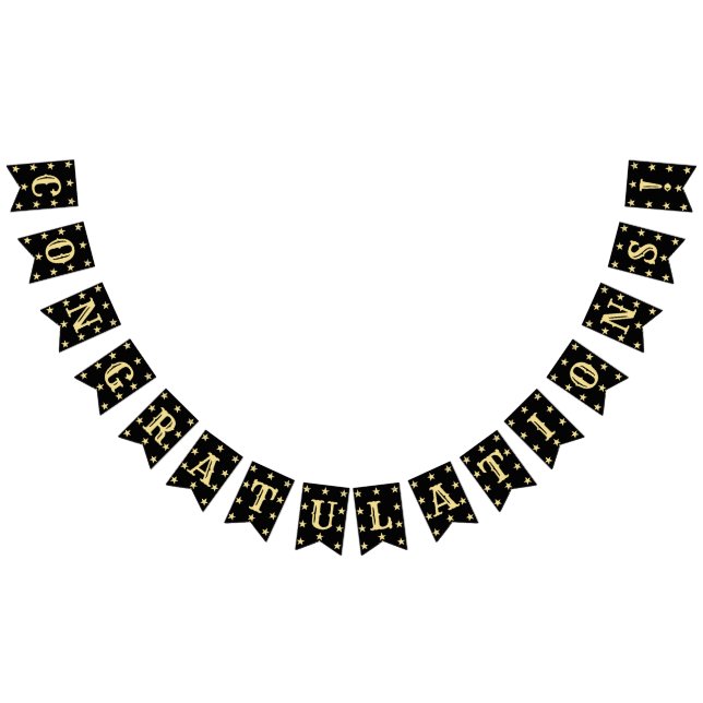 Banderines Felicitaciones Black Gold Decor Modern Graduation (Todo)
