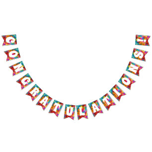 BANDERINES FELICITACIONES CONGRAMAS COLORIDAS LLUVIA