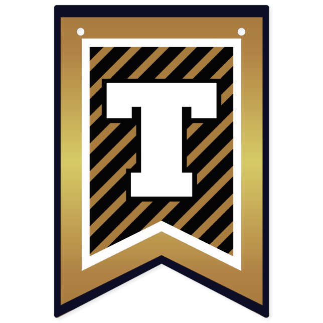 Banderines FELICITACIONES elegantes oro negro y falso (Onceava bandera)