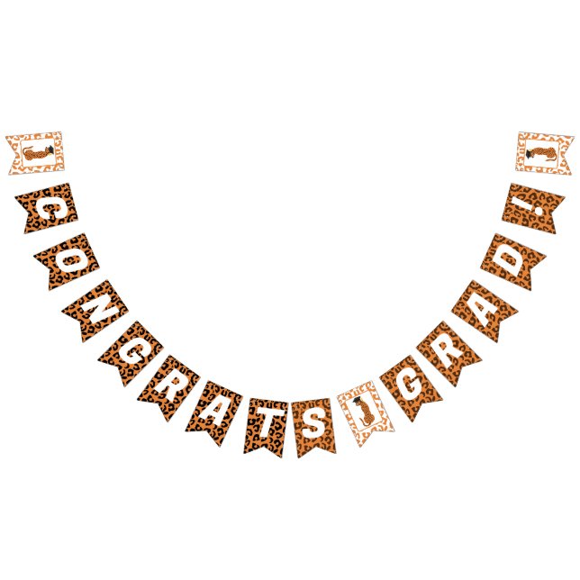 Banderines ¡Felicitaciones Grad! Leopardo de graduación (Todo)