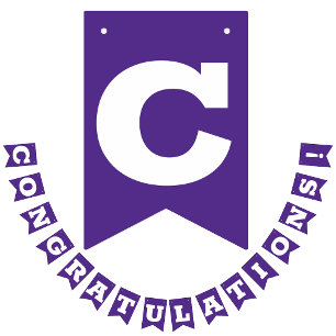 Banderines Felicitaciones Grad Purple y White