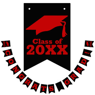 Banderines Felicitaciones Grad Scarlet Red on Black