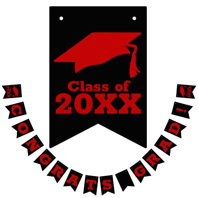 Banderines Felicitaciones Grad Scarlet Red on Black (Subido por el creador)