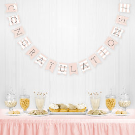 Banderines Felicitaciones Graduado Fiesta Rosa Rubor