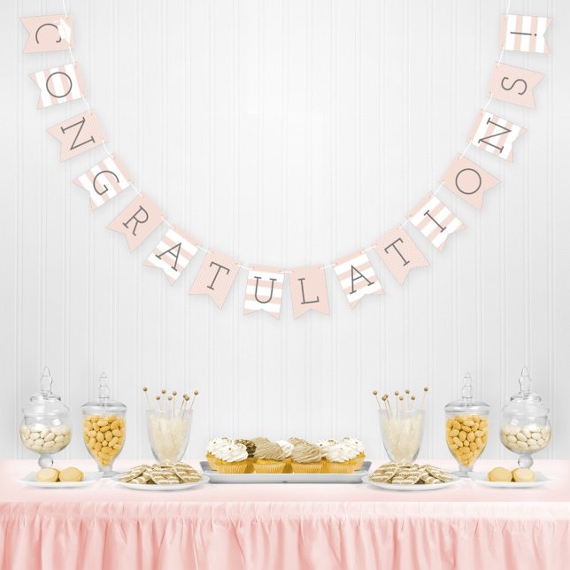 Banderines Felicitaciones Graduado Fiesta Rosa Rubor (Subido por el creador)