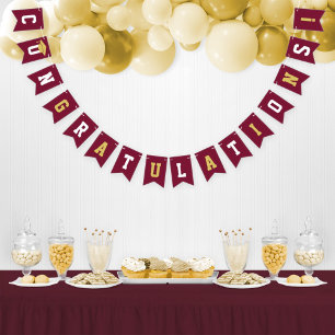 Banderines Felicitaciones Moderno Burgundy Fiesta Dorada