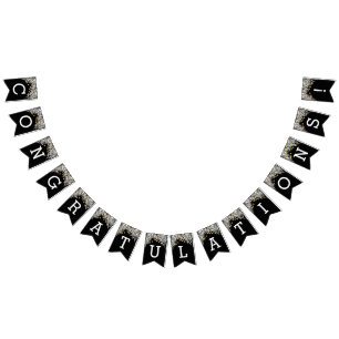 Banderines Felicitaciones Negro y Oro