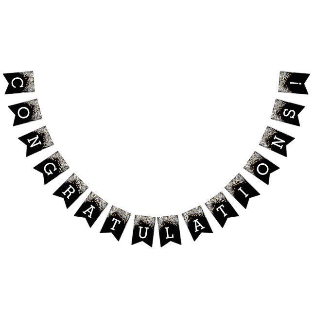 Banderines Felicitaciones Negro y Oro (Todo)