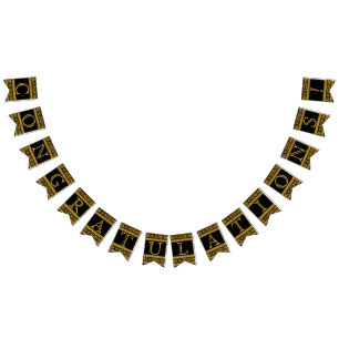 Banderines Felicitaciones - Negro y Oro