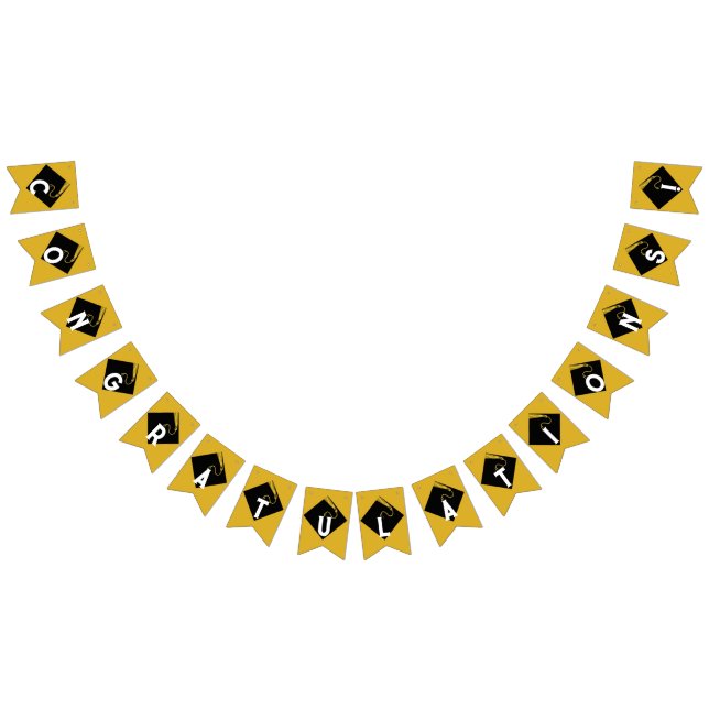 Banderines Felicitaciones por graduación de oro (Todo)