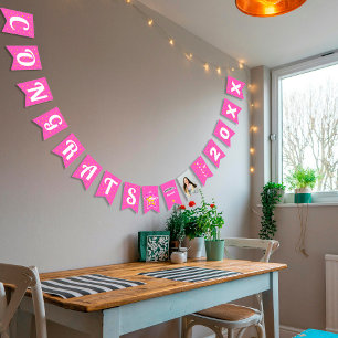 Banderines Felicitaciones Super Grad Fotografiable Rosa Año