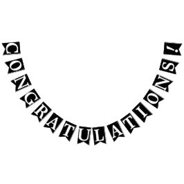 Banderines FELICITACIONES, Texto Blanco Sobre Negro