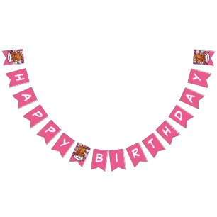 Banderines FELIZ 18 CUMPLEAÑOS Cómic Rosa Pop Art