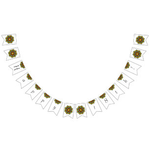 Banderines ¡Feliz 18! Mandala en amarillo y bronceado