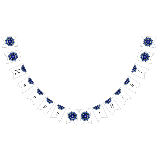 Banderines ¡Feliz 18! Mandala en azul oscuro (Todo)