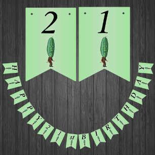 Banderines Feliz 21 de cumpleaños Divertido hombre verde
