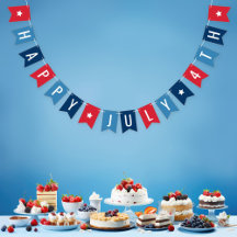 Feliz 4 de julio Carta Rojo Blanco Azul