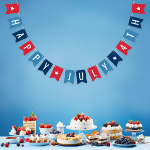 Banderines Feliz 4 de julio Carta Rojo Blanco Azul