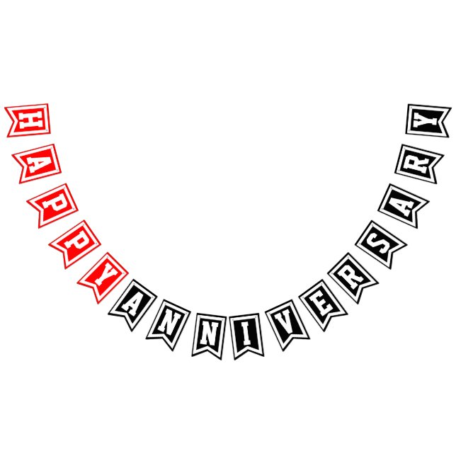 Banderines Feliz aniversario (negro blanco rojo) o tus colore (Todo)