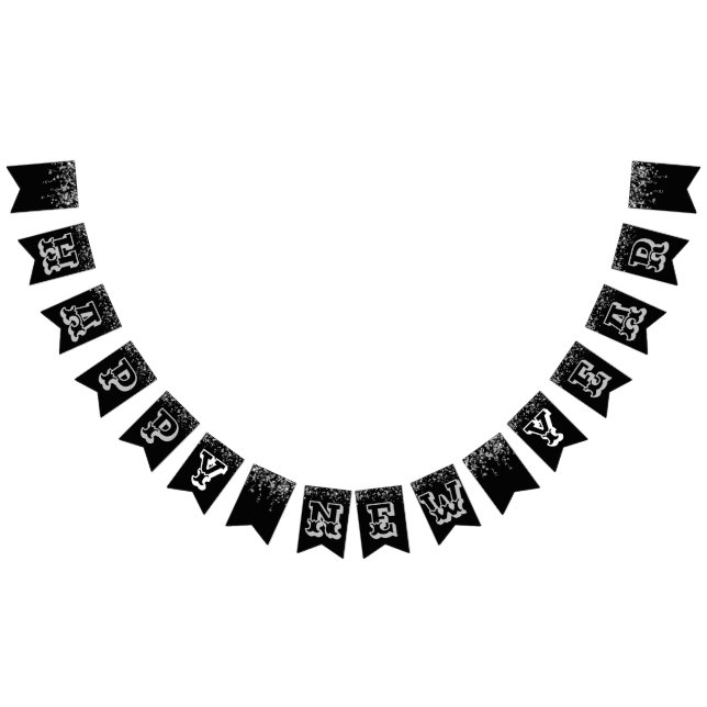 Banderines Feliz Año Nuevo Plata Negra (Todo)