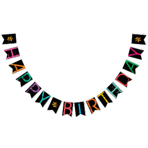 Banderines FELIZ BIRMANIA Paint Splatter Efecto Texto sobre e