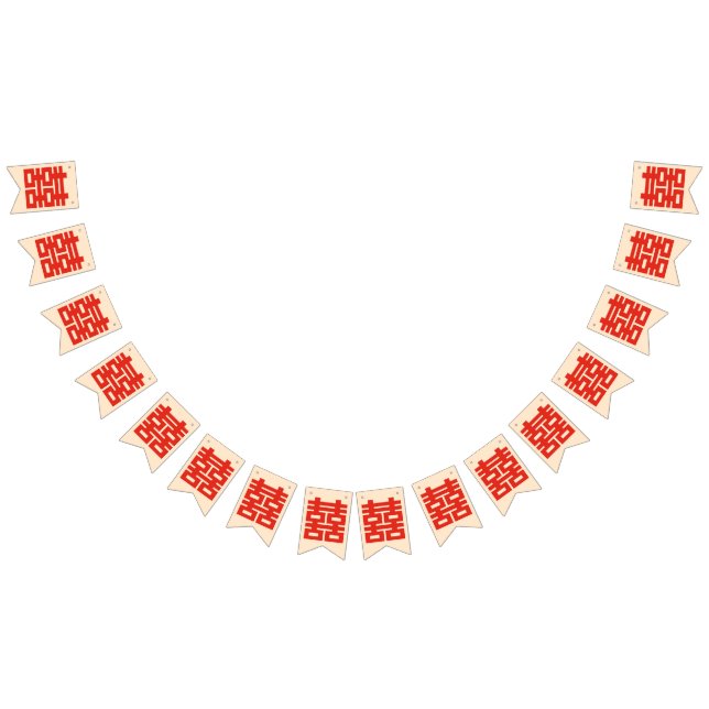 Banderines Feliz Boda rojo doble felicidad (Todo)