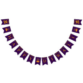 Banderines Feliz celebración de Diwali púrpura