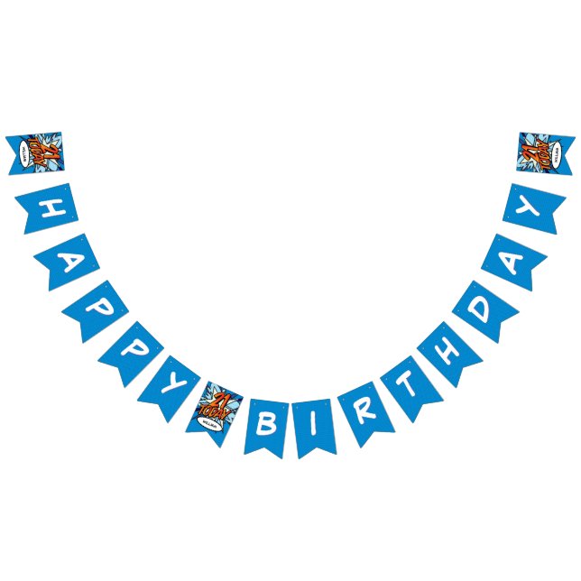 Banderines FELIZ CUMPLEAÑOS 21 Comic Book Pop Art (Todo)