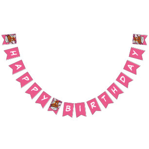 Banderines FELIZ CUMPLEAÑOS 21 Comic Book Pop Art Rosa
