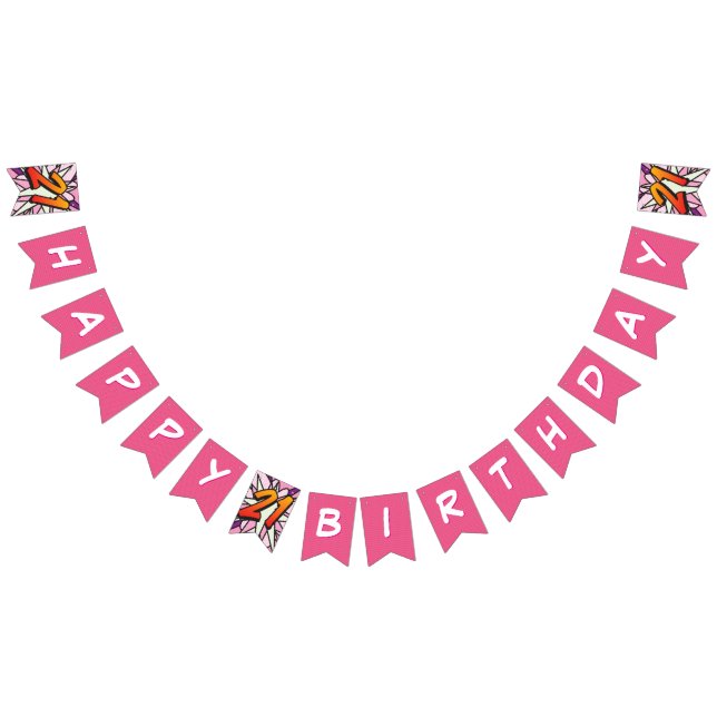 Banderines FELIZ CUMPLEAÑOS 21 Comic Book Pop Art rosa (Todo)