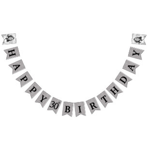 Banderines Feliz cumpleaños 30 Foto Brillo de plata
