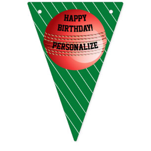 Banderines Feliz cumpleaños a la bola de críquet personalizad