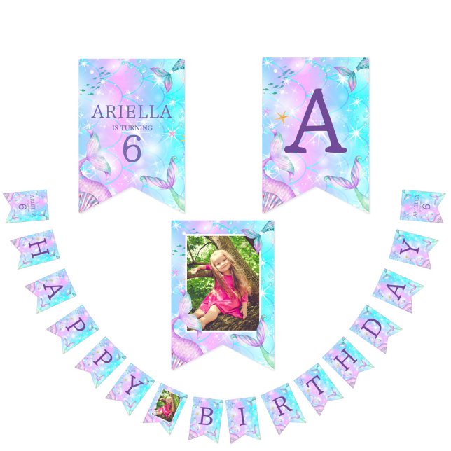 Banderines Feliz cumpleaños a la sirena bajo el mar (Subido por el creador)