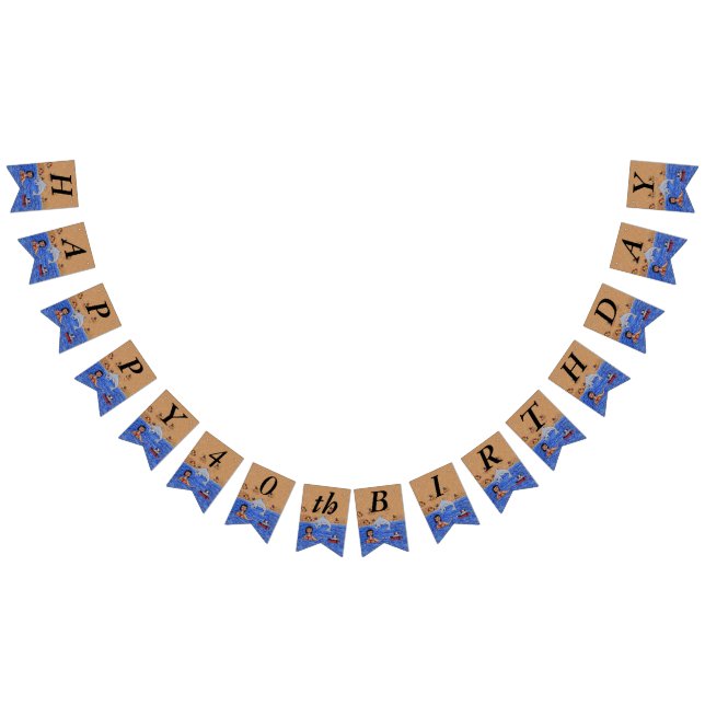 Banderines Feliz cumpleaños a Lady Gato nadando en Ocean Beac (Todo)