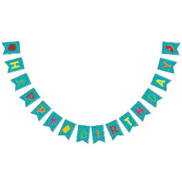 Banderines Feliz cumpleaños al Fiesta de la piscina al piso d