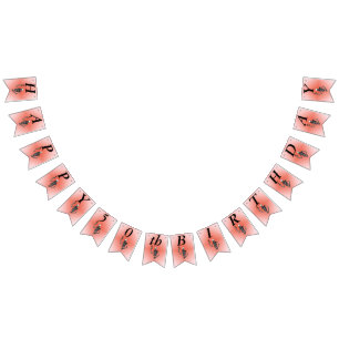 Banderines Feliz cumpleaños al Skeleton sosteniendo la rosa r