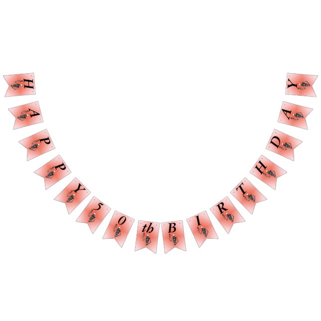 Banderines Feliz cumpleaños al Skeleton sosteniendo la rosa r (Todo)