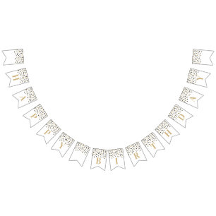 Banderines Feliz cumpleaños Banner Gold Black Confetti