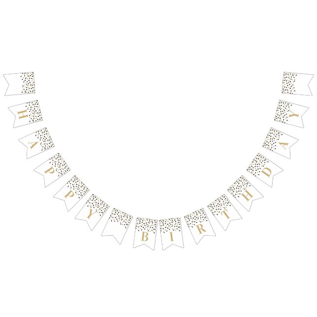 Banderines Feliz cumpleaños Banner Gold Black Confetti (Todo)