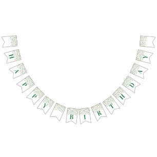 Banderines Feliz cumpleaños Banner Green Gold Confetti