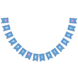 Banderines Feliz cumpleaños bebé puntos de Polka blanco azul