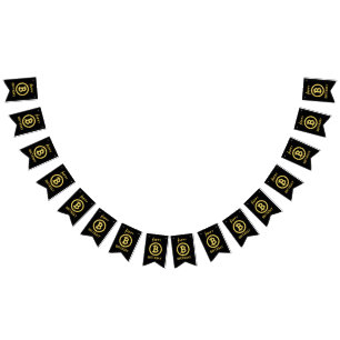 Banderines Feliz Cumpleaños Bitcoin Gold Bunting Banner