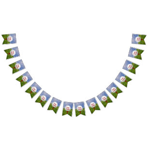 Banderines Feliz cumpleaños, bola de golf en tee rojo