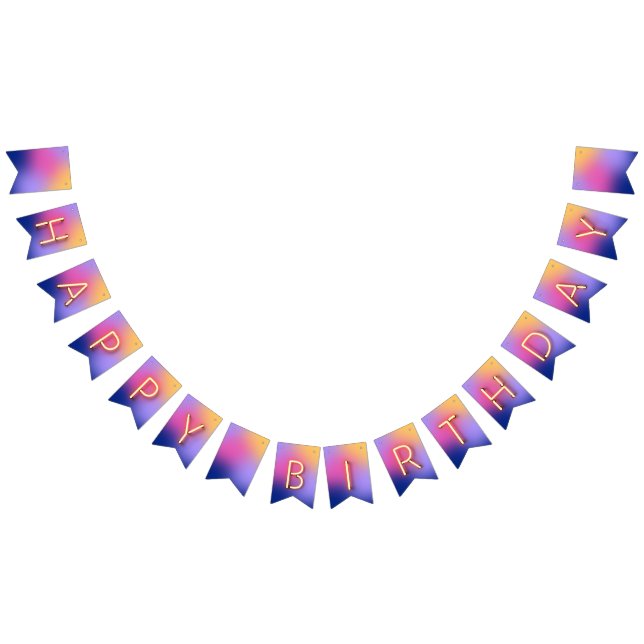 Banderines Feliz cumpleaños brillando luces de neón mezcla ar (Todo)