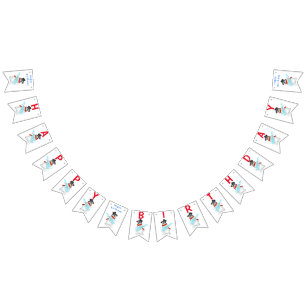 Banderines Felíz cumpleaños Bunting Flags Snowman con guitarr