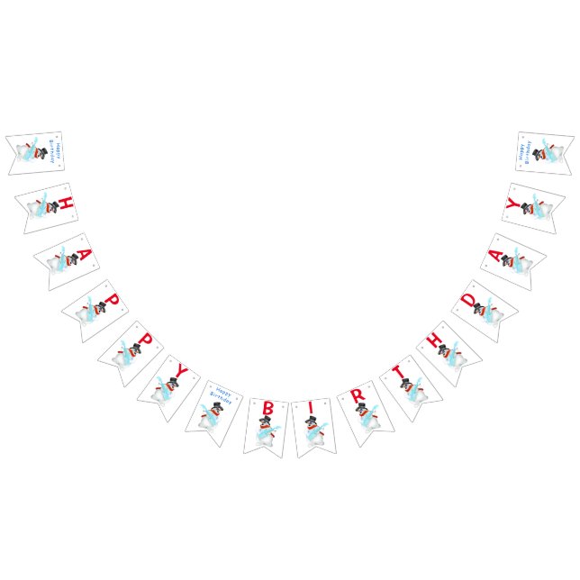 Banderines Felíz cumpleaños Bunting Flags Snowman con guitarr (Todo)